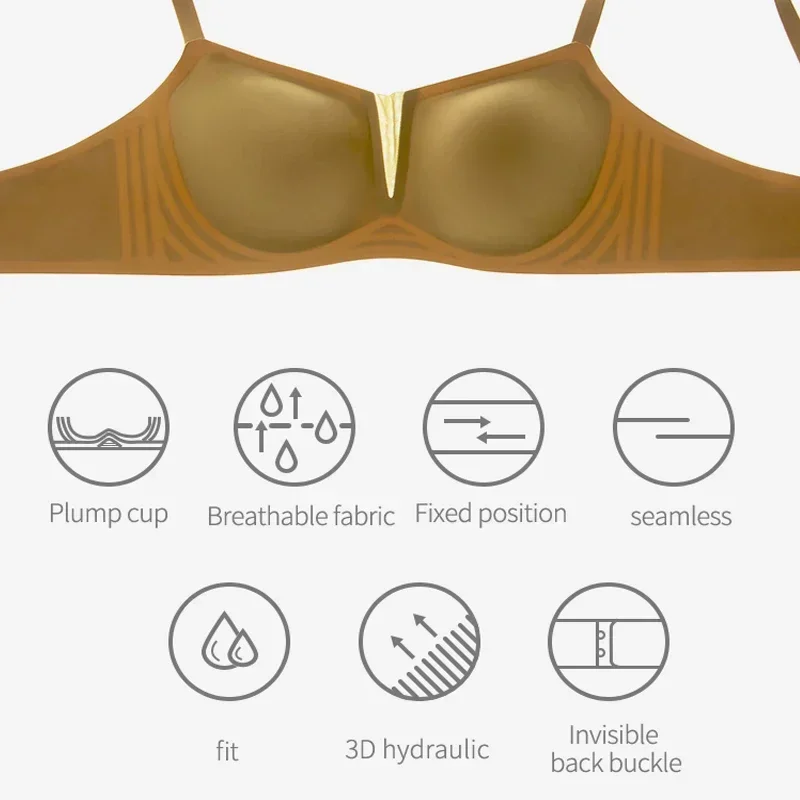Sujiin Women's Underwear Seamless Wireless Bras Invisible Bralette Lingerie for Women Square Collar Padded Half Cup Push Up Bra