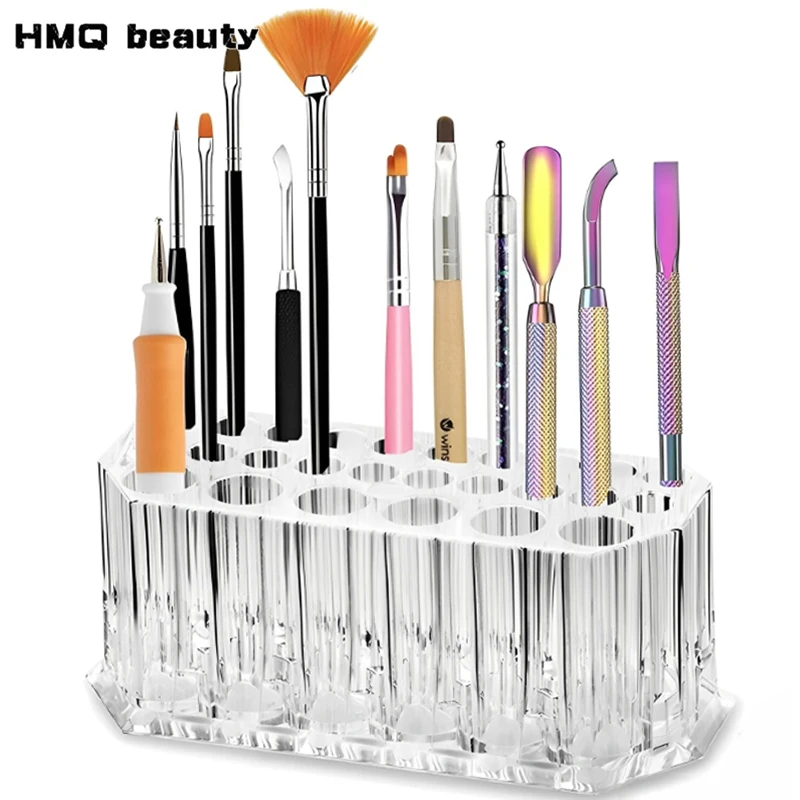 Soporte acrílico para brochas de maquillaje, organizador de lápiz labial de escritorio, delineador de ojos, estante de almacenamiento para bolígrafos y cosméticos, estante de exhibición transparente, 26 agujeros