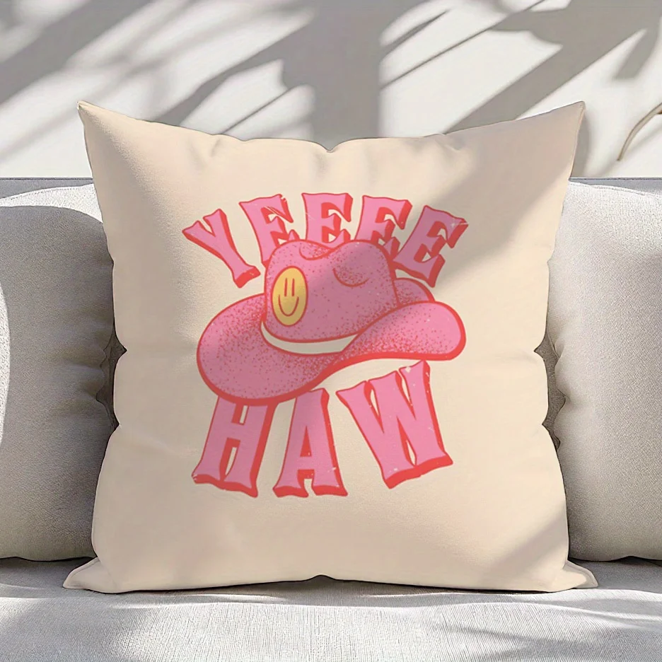 1pc Illustrative Typographic Motif Graphic Pillowcase for Home Decoration Cushion Cover Polyester 45x45cm 18x18in