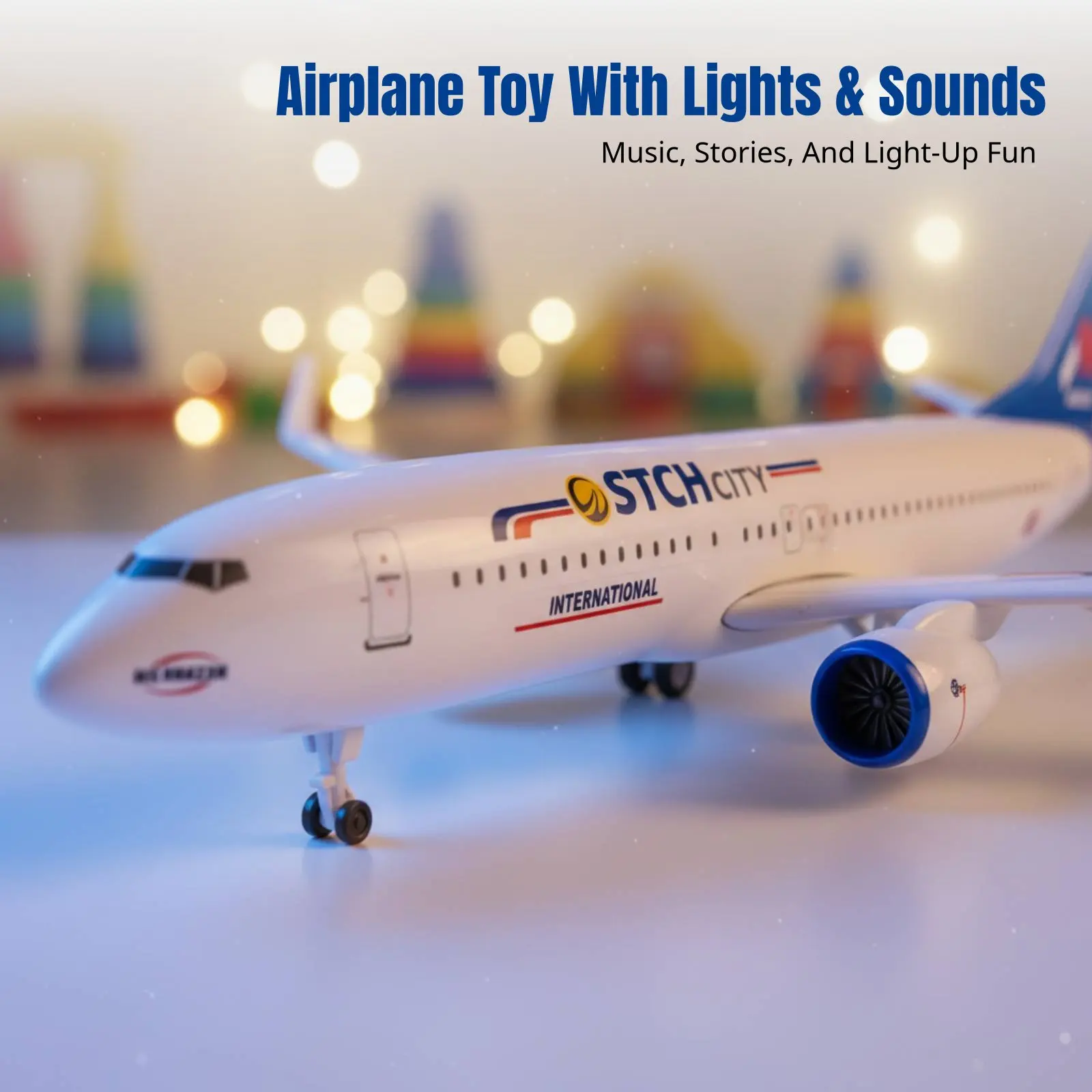 

Electric Toy Airplane, Large 80cm Passenger Aircraft Model, momentum, Lights & Music, Rolling Wheels