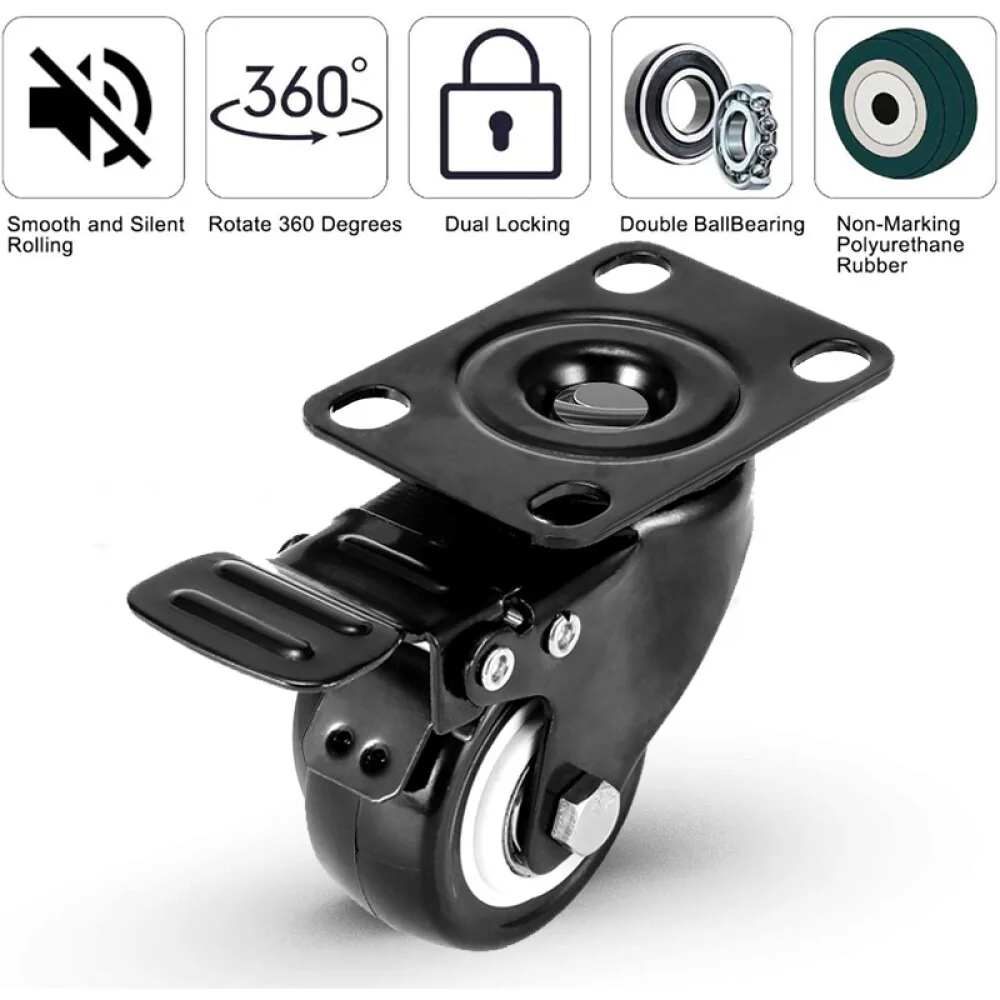 4 قطعة Schwerlastrollen فور موبل 50 مللي متر 200 كجم Transportrollen Lenkrollen Mit Bremse PVC-Kuststoff Stummschamiento Schreibtisch #3