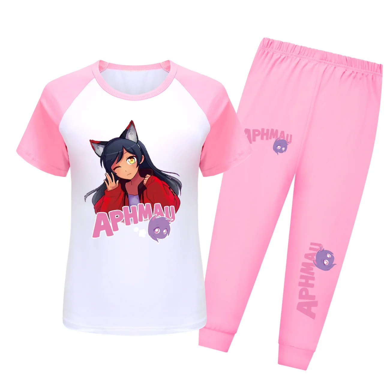 Anime Aphmau Cat Clothes Kids 2024 Summer pigiama set Toddler Girls Lycan Aaron Nightwear bambini manica corta Casual Sleepwear