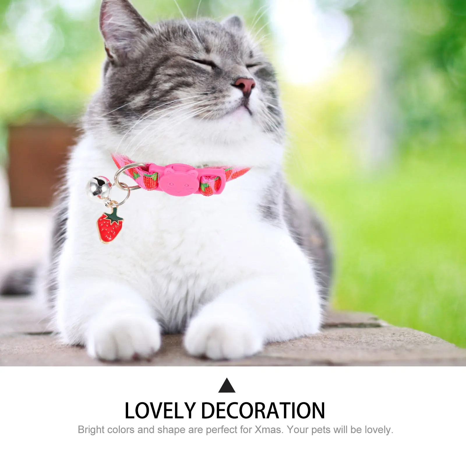 

2Pcs Fruit Cat Collar Strawberry Lightweight Comfortable Polyester Bell Decor Accessories Pet Supplies Holiday Party