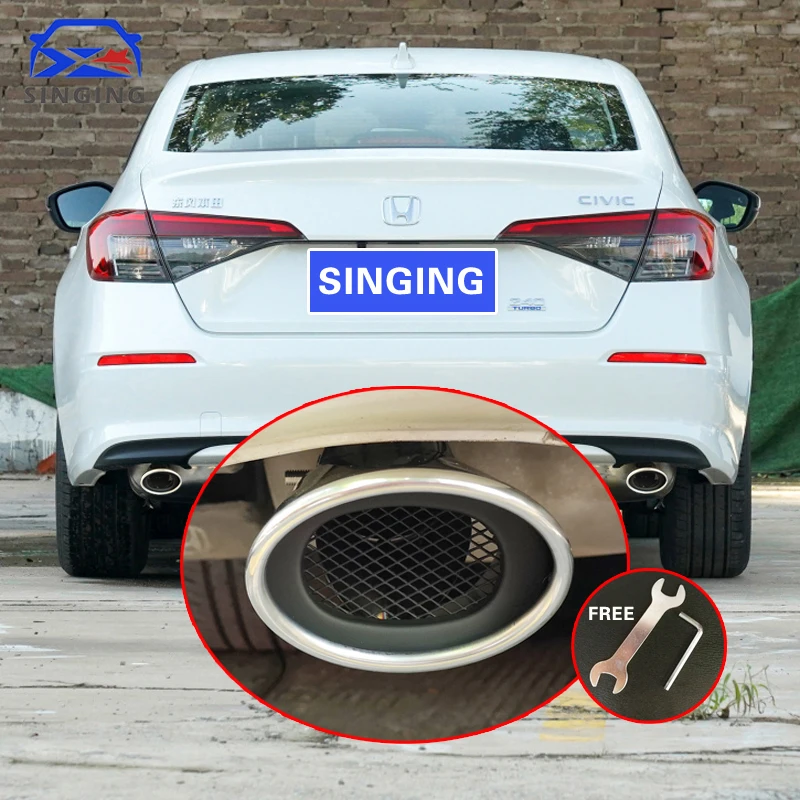For Honda Civic 11th Gen FE FL Exhaust tip muffler end pipe protector stainless steel tail Nozzles decorative tip auto parts
