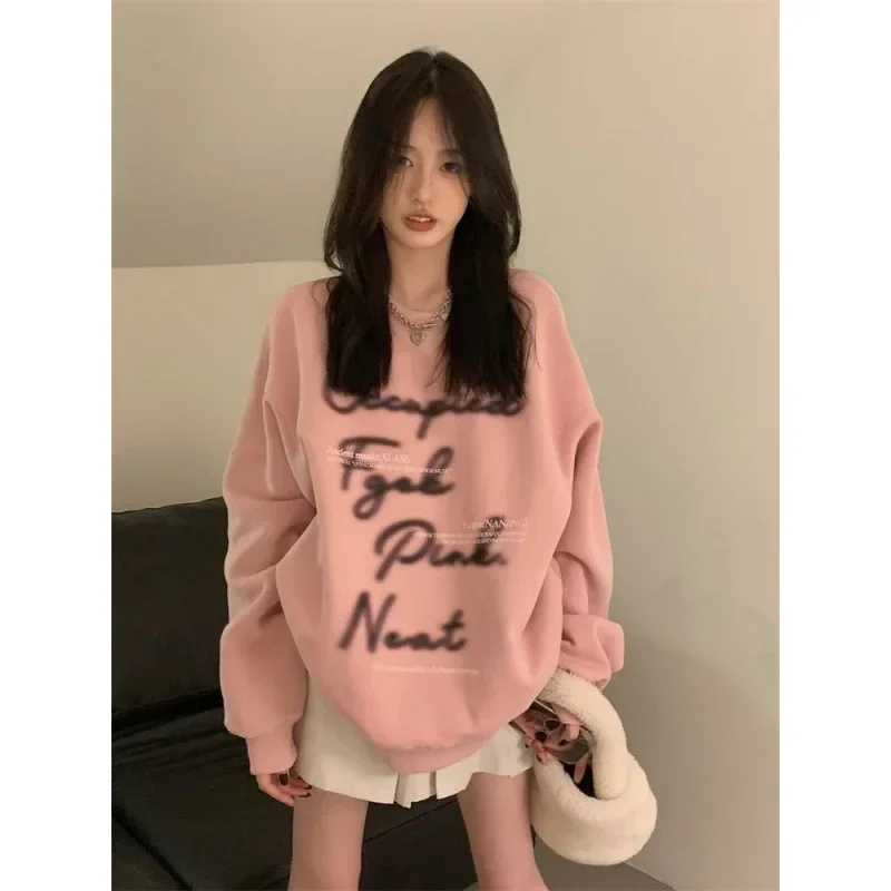 Kawaii Hoodie Spring Autumn Sweet Oversized Letter Sweatshirts Korean Style Casual Tops Coat For Women Y2k Clothes Sweatshirt