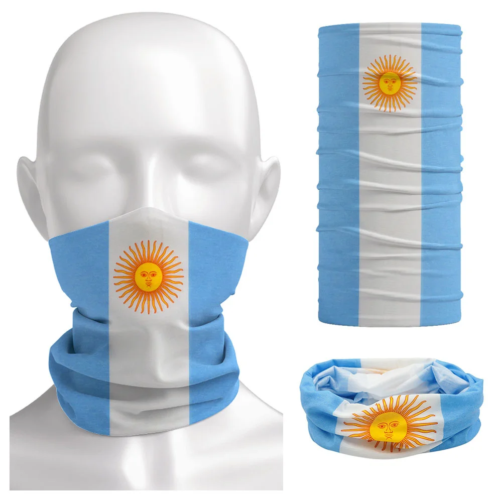 Pelindung wajah mulus Bandana bendera Argentina bernapas musim panas untuk penggemar sepak bola Seluruh Dunia ikat kepala olahraga luar ruangan Gaiter leher