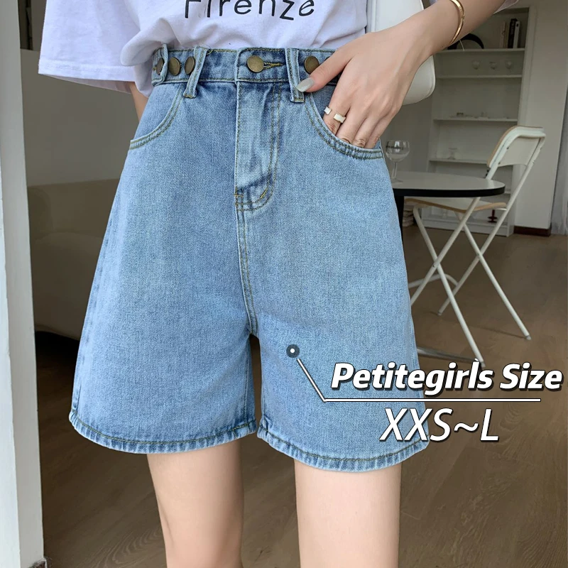 

Short short wide leg denim shorts Women's high waisted pear shape slimming loose straight leg quarter pants Summer