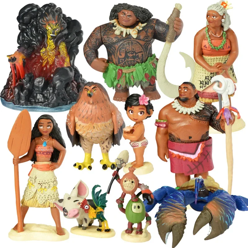 10 unids/set de dibujos animados Moana princesa leyenda Vaiana Maui jefe Tui Tala Heihei Pua figura de acción decoración juguetes para niños regalo de cumpleaños