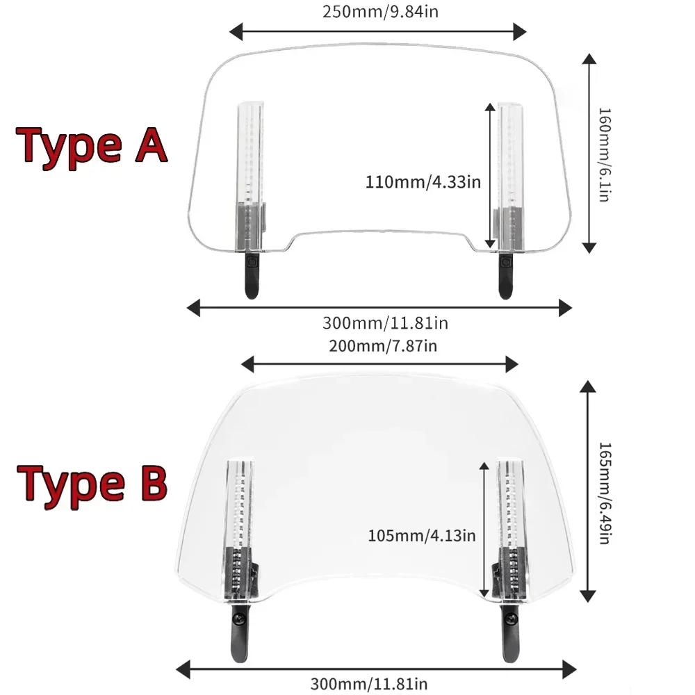 Extensão de para-brisa universal para motocicleta, para bmw r1250gs, honda, suzuki, acessórios defletores de vento