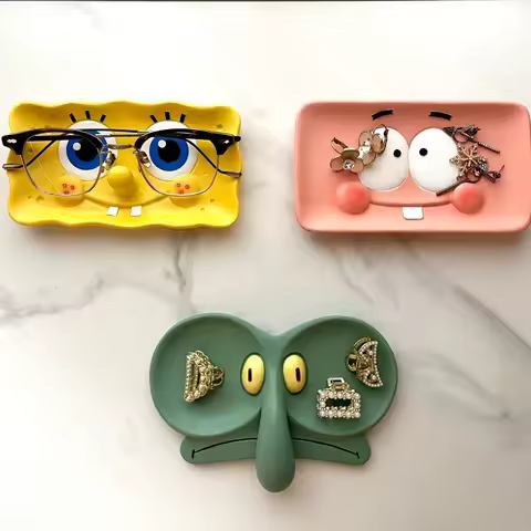 Anime Peripherals Squidward Tentacles Glasses Holder Jewelry Box Storage Tray Creative Cute Desktop Decorations Cartoon Toys