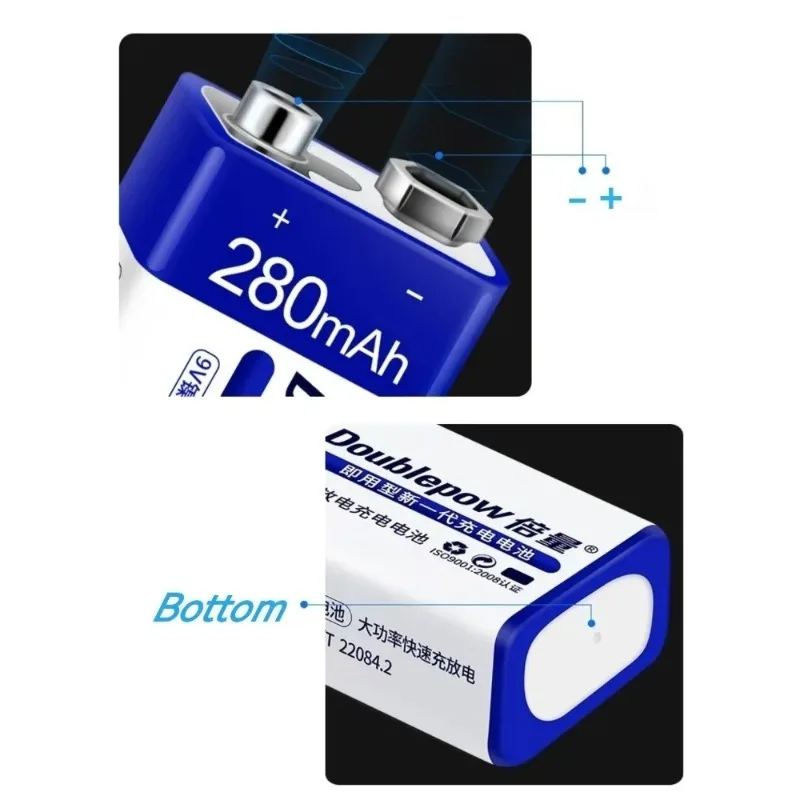 2 قطعة/الوحدة 9 فولت بطارية 280 مللي أمبير 6F22 NiMH بطارية قابلة للشحن مناسبة لبطارية لعبة الميكروفون المتعدد