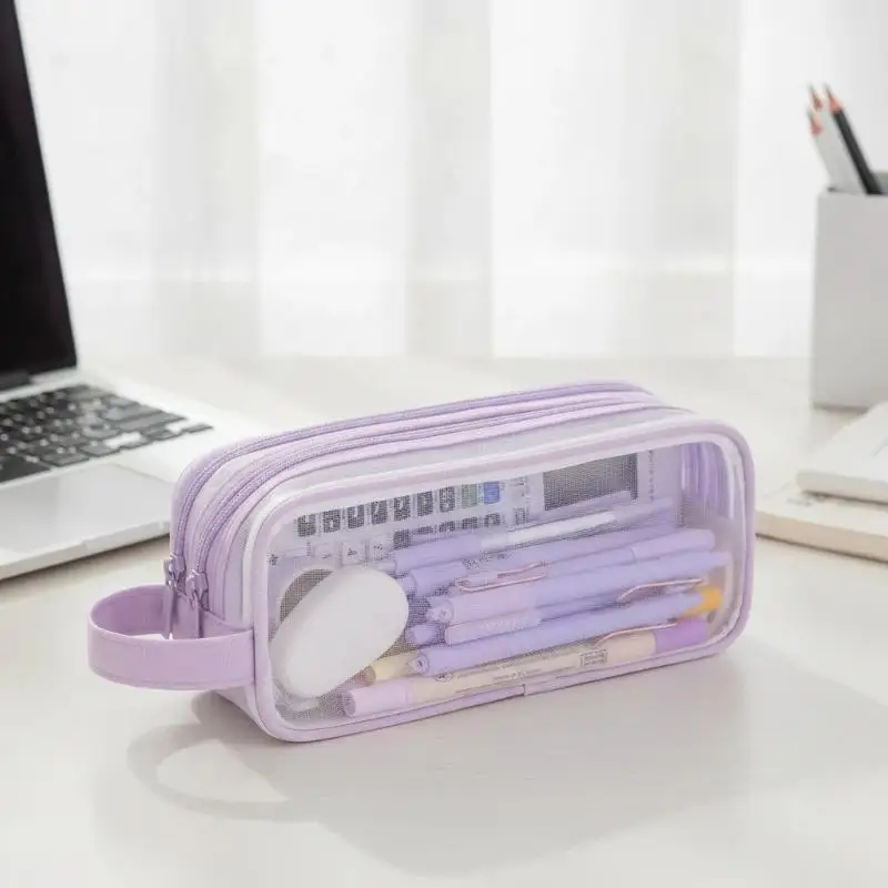 Transparent Pencil Case Dustproof Waterproof Large Capacity Clear Stationery Bag for Students Office Toiletry Storage