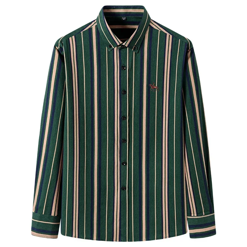 Nieuw in shirt Plus size 6xl 100% katoen oxford shirts met lange mouwen voor mannen slim fit casual shirt gestreept casual vintage kleding