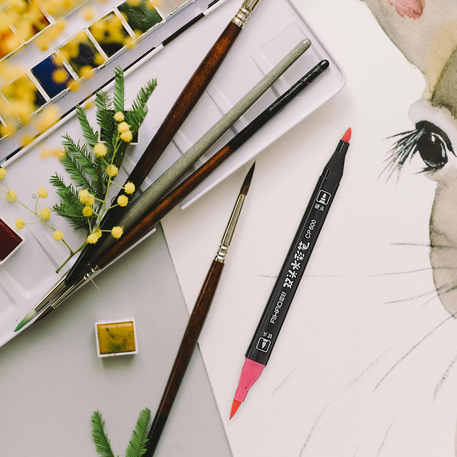 

24 Pcs Watercolor Pen Colored Pencils Washable Markers Dual Tip Highlighter Journaling Pens Kids Students Gifts Arts Crafts Home
