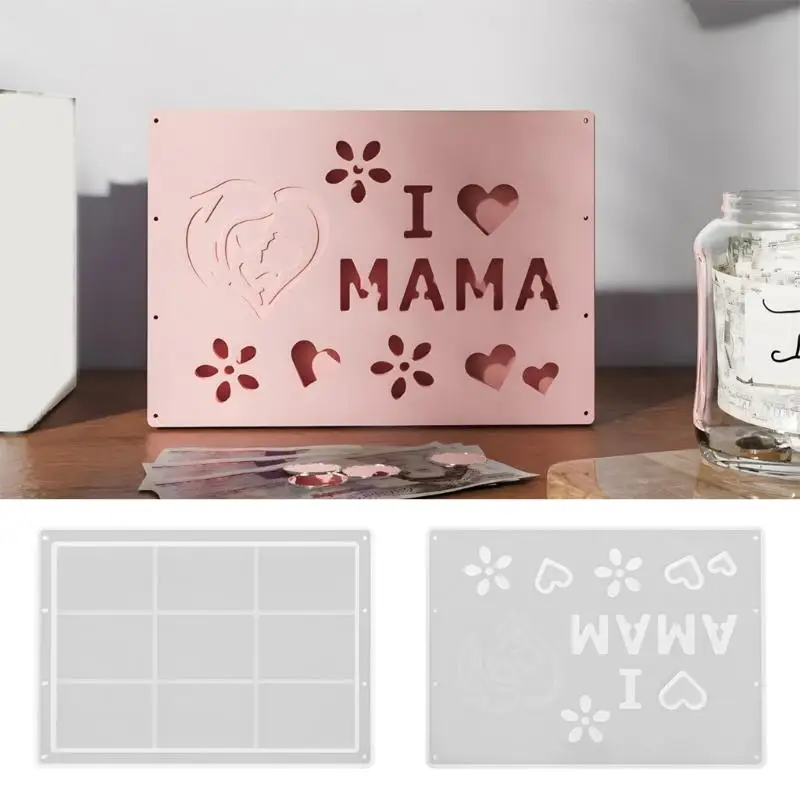 A52E Hollow Letter Pattern Silicone Organizers Molds Office Supplies Storage Case Moulds Suitable for Bathroom and Study Room
