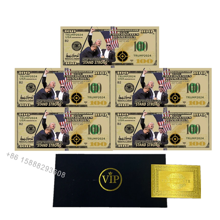 Wholesale Donald Trump Dollar Bill Banknote Shooting never surrender gold plated banknote - 2024 Election