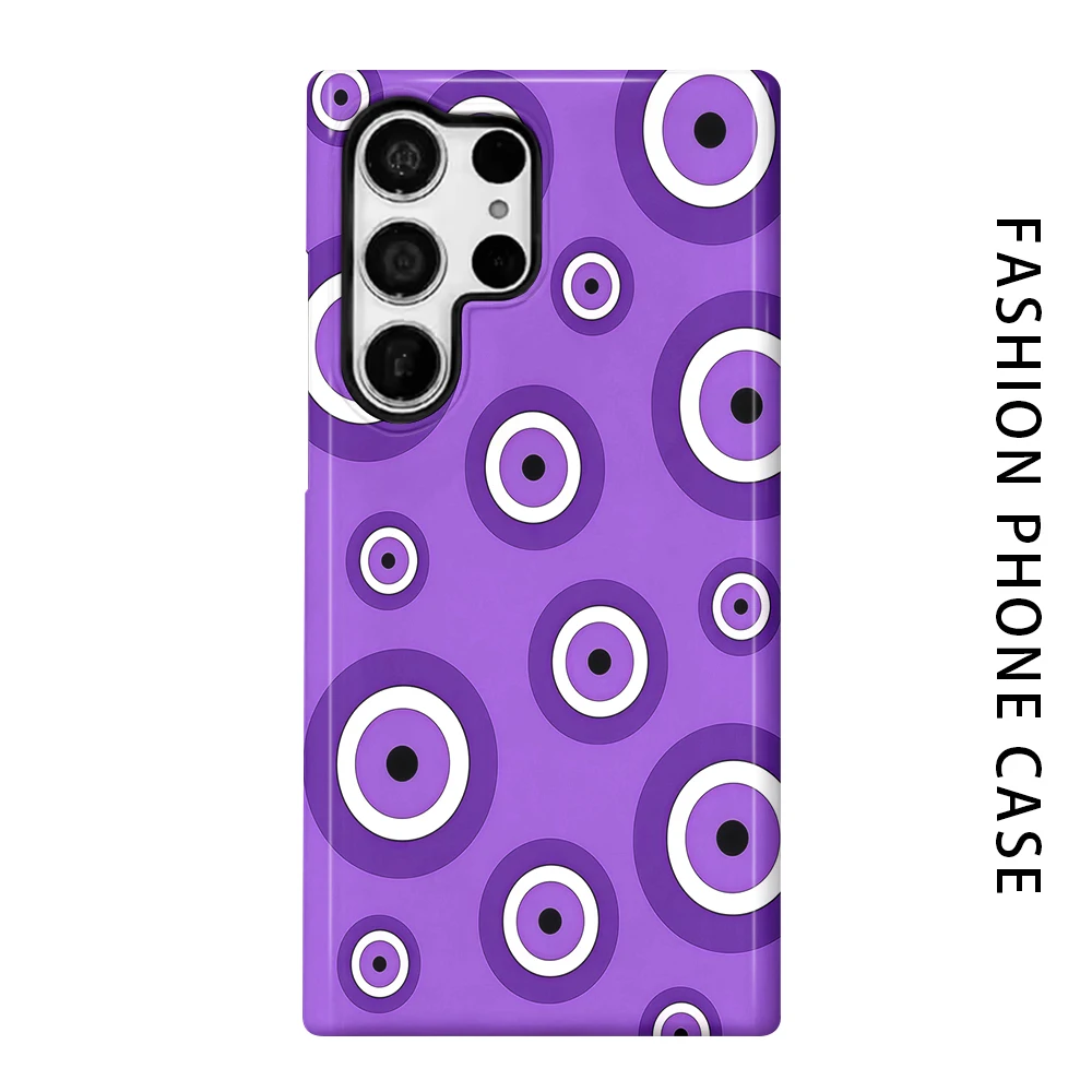 Purple Evil Eye Phone Case for For Samsung Galaxy S26 S25 S24 S23 S20 FE A56 A36 Ultra Glossy HD Hard Cover Film Shell