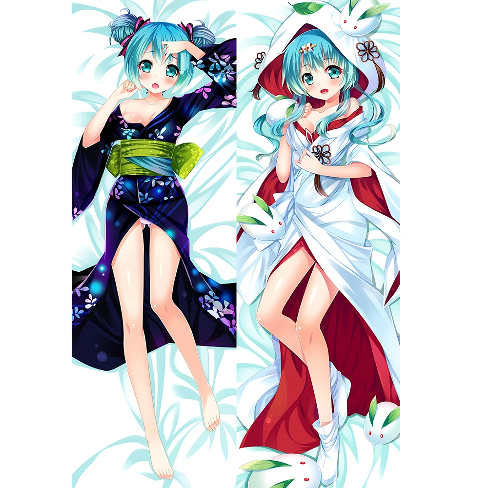 Cute Blue Headed Girl Japanese Cartoon Anime Cosplay Pillowcase Dakimakura Cover 59