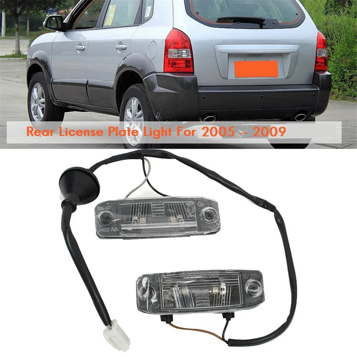 

#055U Car Rear License Plate Light Assembly for Hyundai Tucson 2005-2009 92501-2E000 925012E000 92501 2E000 (Black)