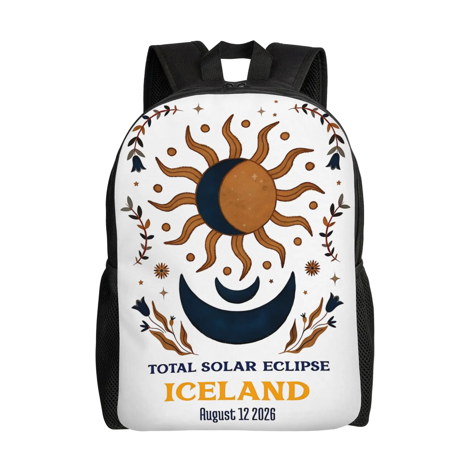 Total Solar Eclipse Iceland August 2026 Fashion Backpack Gift High School  Daypack for Men Women College Canvas Bags