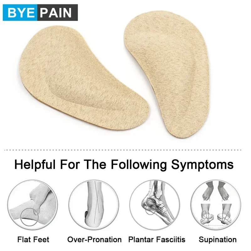 1Pair BYEPAIN Foot Massage Arch Support Insoles - PU Gel Orthopedic Orthotic Insoles - Correct Flat Feet - Relieves Pain