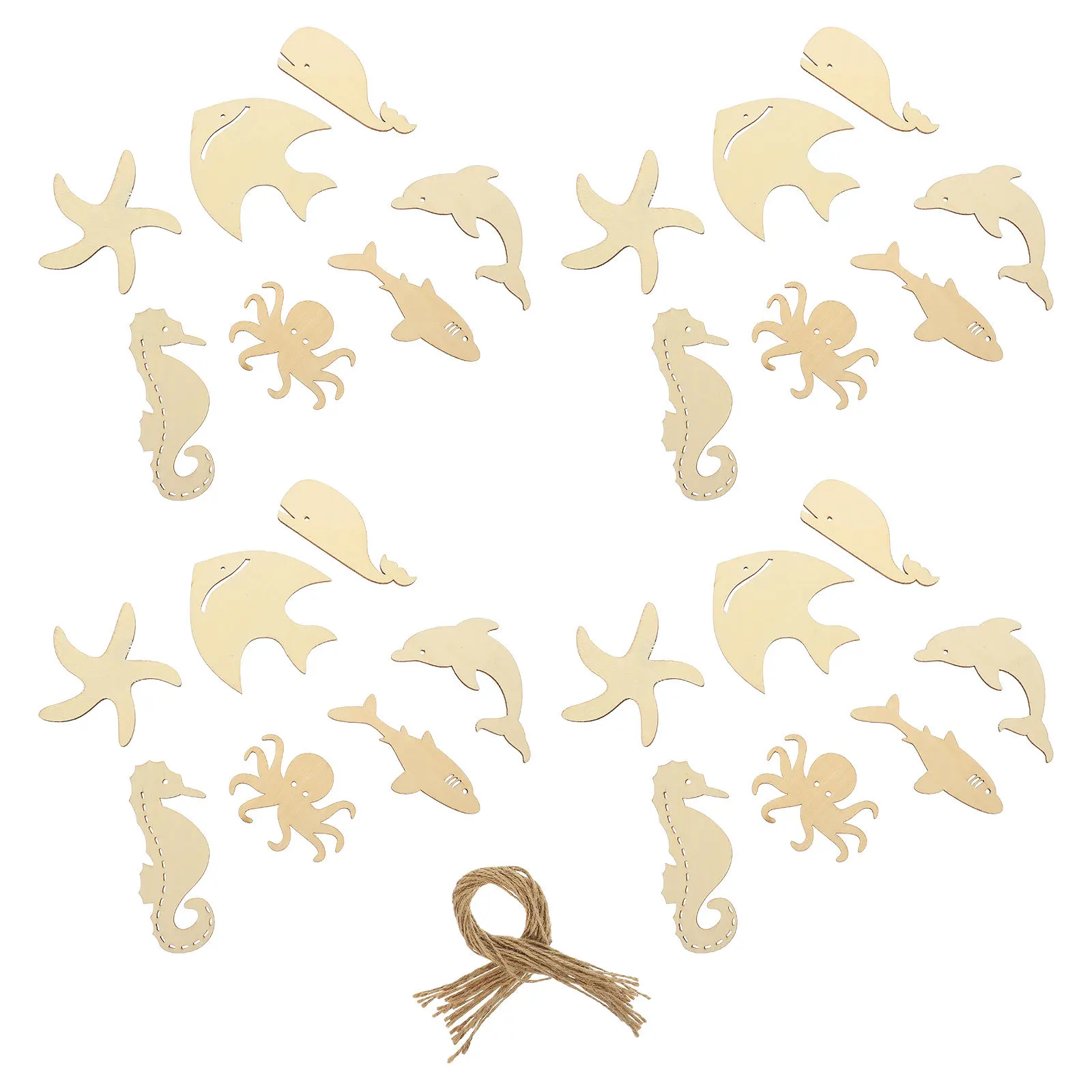 

28Pcs Ocean Animals Wood Cutouts Unfinished DIY Painting Wooden Pieces Home Decor Ocean Animals Wood Cutout DIY Wooden Cutout