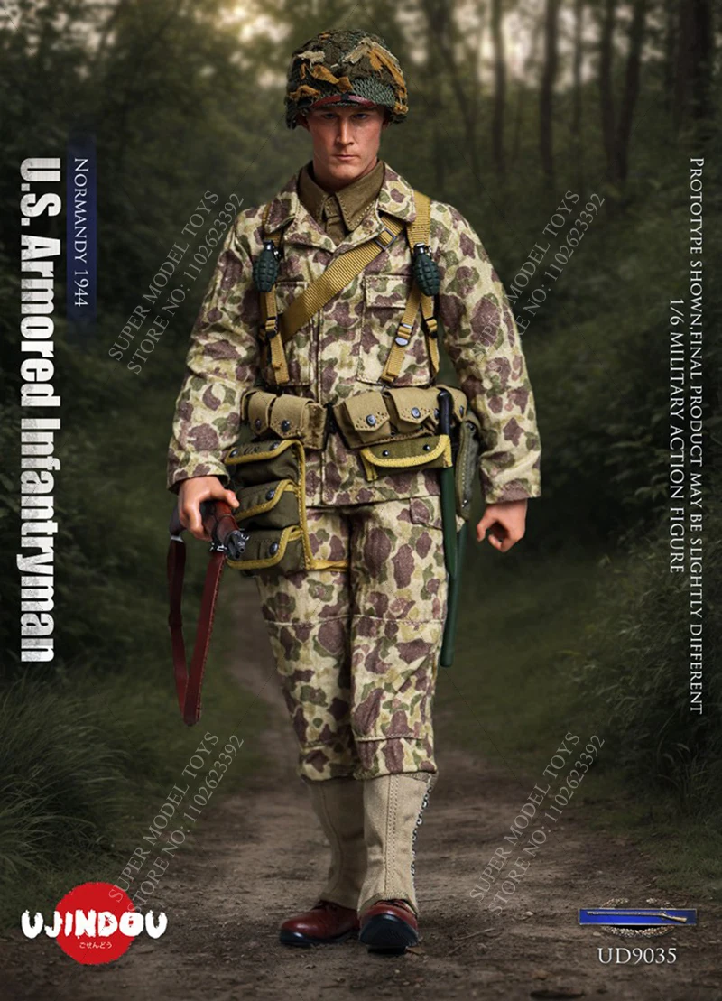 UJINDOU UD9035 1/6 Scale Male Soldier WWII US Armored Infantryman Full Set 12-inches Action Figure Model Gifts Collection