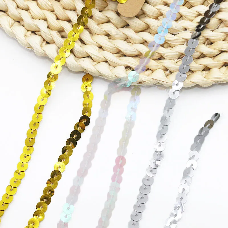 (10yards/roll)6mm Wide Sequin Ribbon Clothing Accessories Curtain Decorative Strip Continuous Lace DIY Festival Matching Design