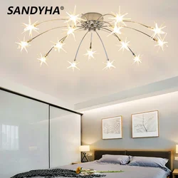 SANDYHA Nordic Sky Star Ceiling Chandelier Art Led Indoor Decor Light Living Dining Room Bedroom Kitchen Hotel Loft Lamp Fixture