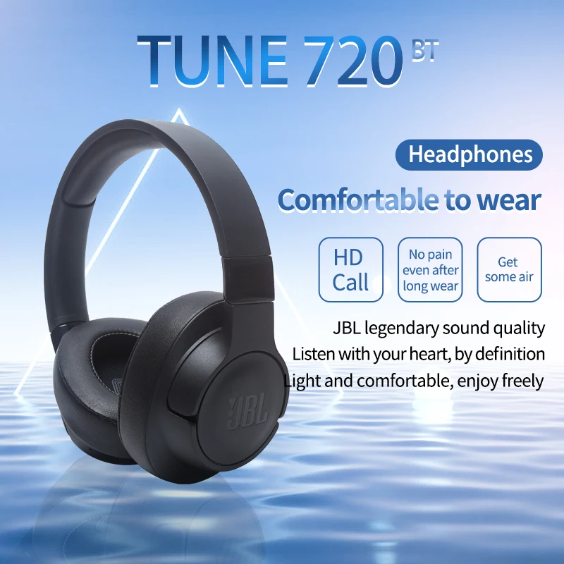 JBL TUNE 720BT Headband Wireless Headphones Pure low-frequency sound Bluetooth 5.3 Hands-free Calling Music Gaming Online Classe