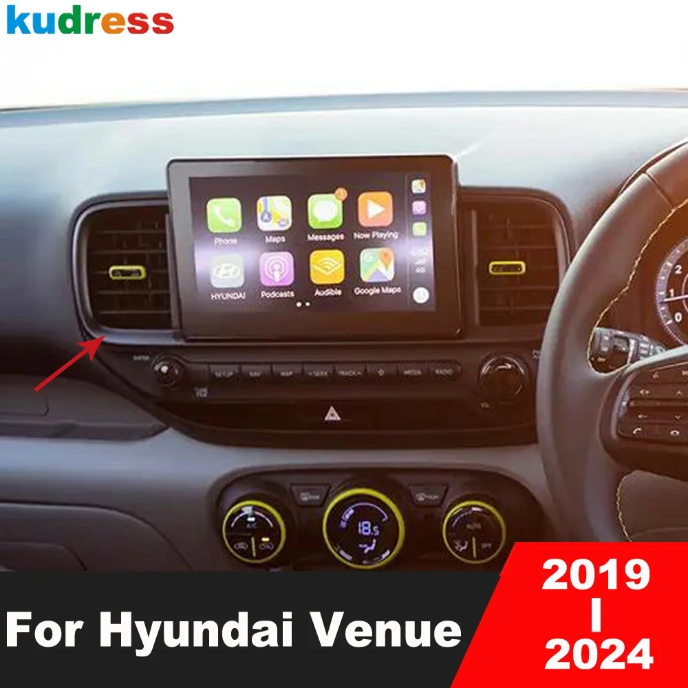 

Для Hyundai Venue 2019-2021 2022 2023 2024 углеродный автомобильный передний центральный кондиционер крышка выпускного отверстия отделка аксессуары для интерьера