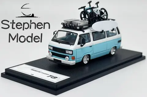 Mortal 1:64 T3 Van Lowrider-stil med cykelhållare på taket Diecast modellbil 6 best sales lowrider modellbil - №6