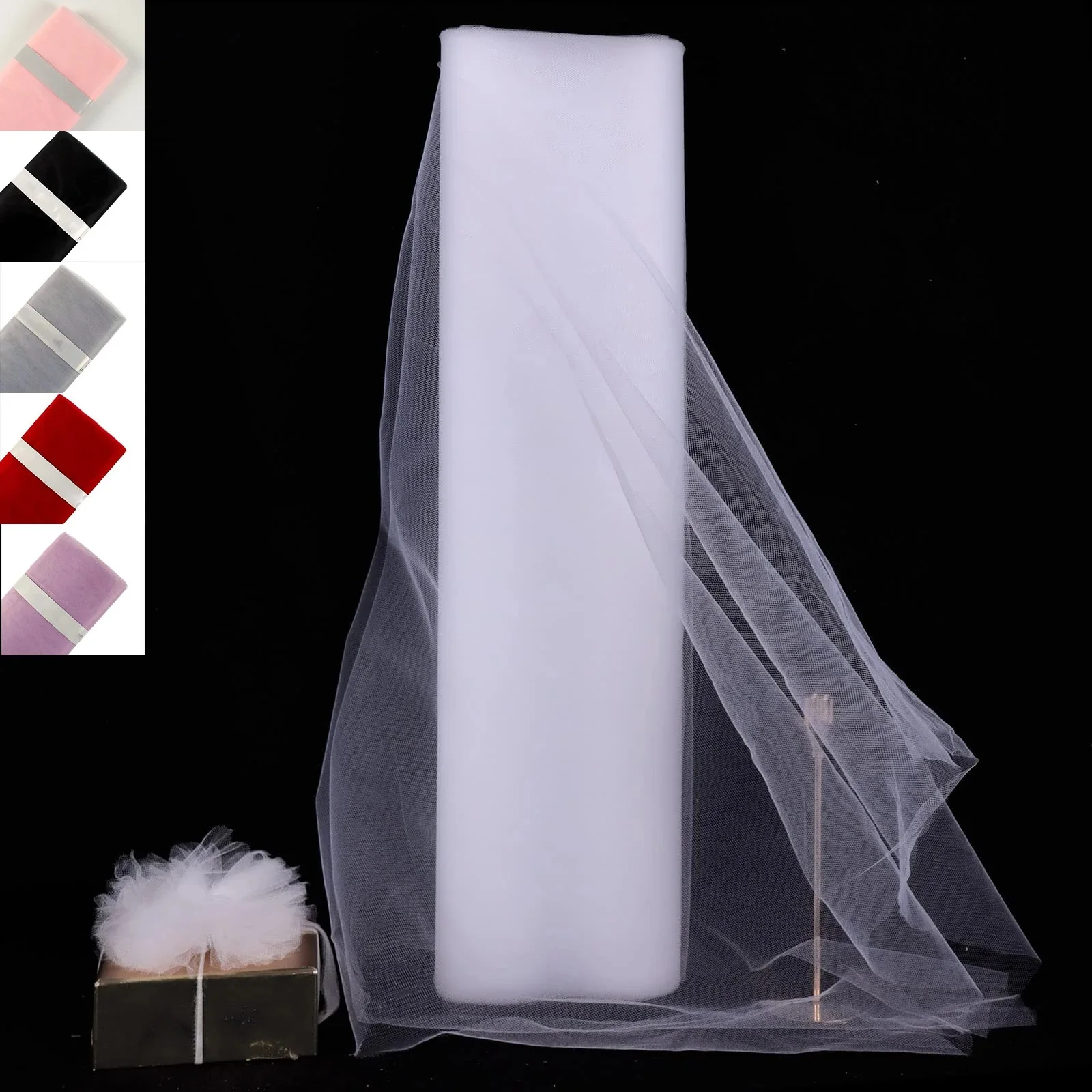 White Tulle Roll For Wedding Birthday Party Decoration Tutu Table Skirt Tulle Fabric Roll Wrapped Ribbon Diy Crafts 1.6x18m