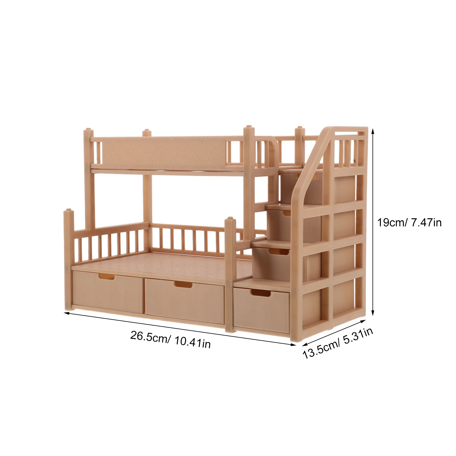 Miniature Dollhouse Bed: Realistic Wood Bunk For 18 Cm With Storage Drawer Space Saving Stackable Children'S Play