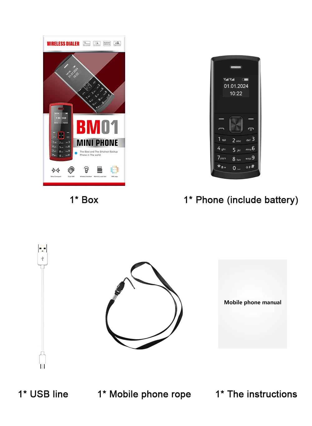 SERVO BM01 Mini Mobile Phone Magic Voice Speed Dial Bluetooth Dial-up Call Recording 2 SIM Standby 2G GSM Small Backup Cellphone