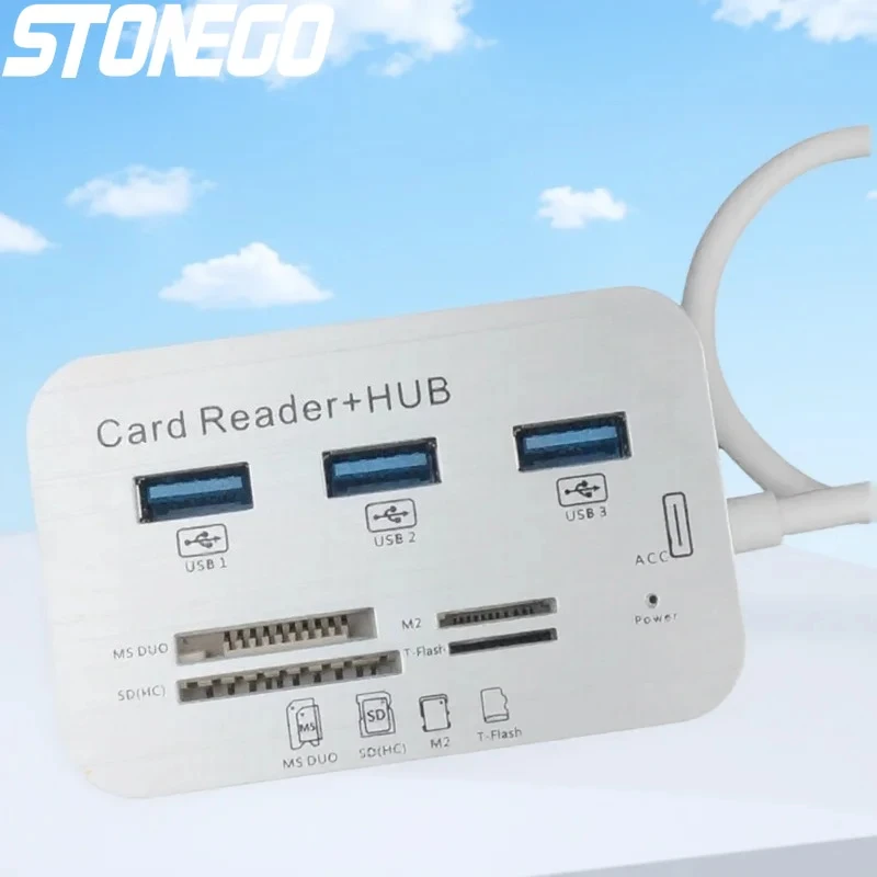 7-in-1 USB 3.0 Card Reader High Speed External Memory Card Reader for SD SDHC SDXC Micro SD TF M2 MS Cards