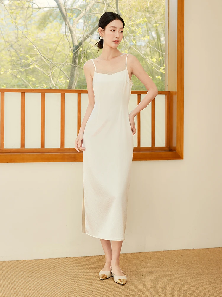 

ibai 2025 Летнее Новое Ретро-платье в китайском стиле с белым поясом, подчеркивающим талию, из высококачественной ацетатной ткани, женственное, элегантное