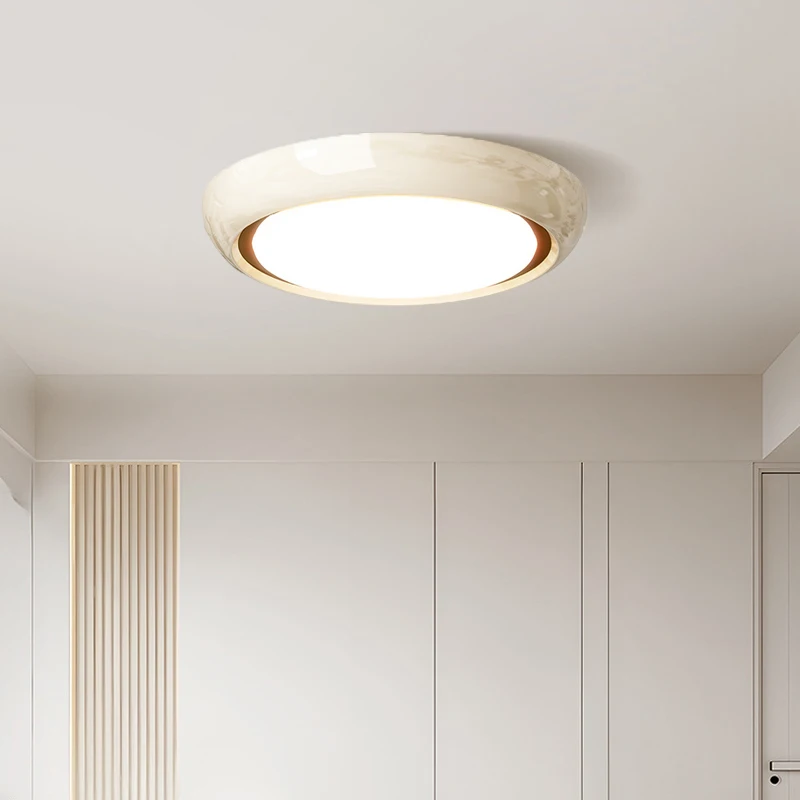 Nordic Cream-Style Master Bedroom Light Simple Creative Individual round Ceiling Light Vintage Modern Room Lighting