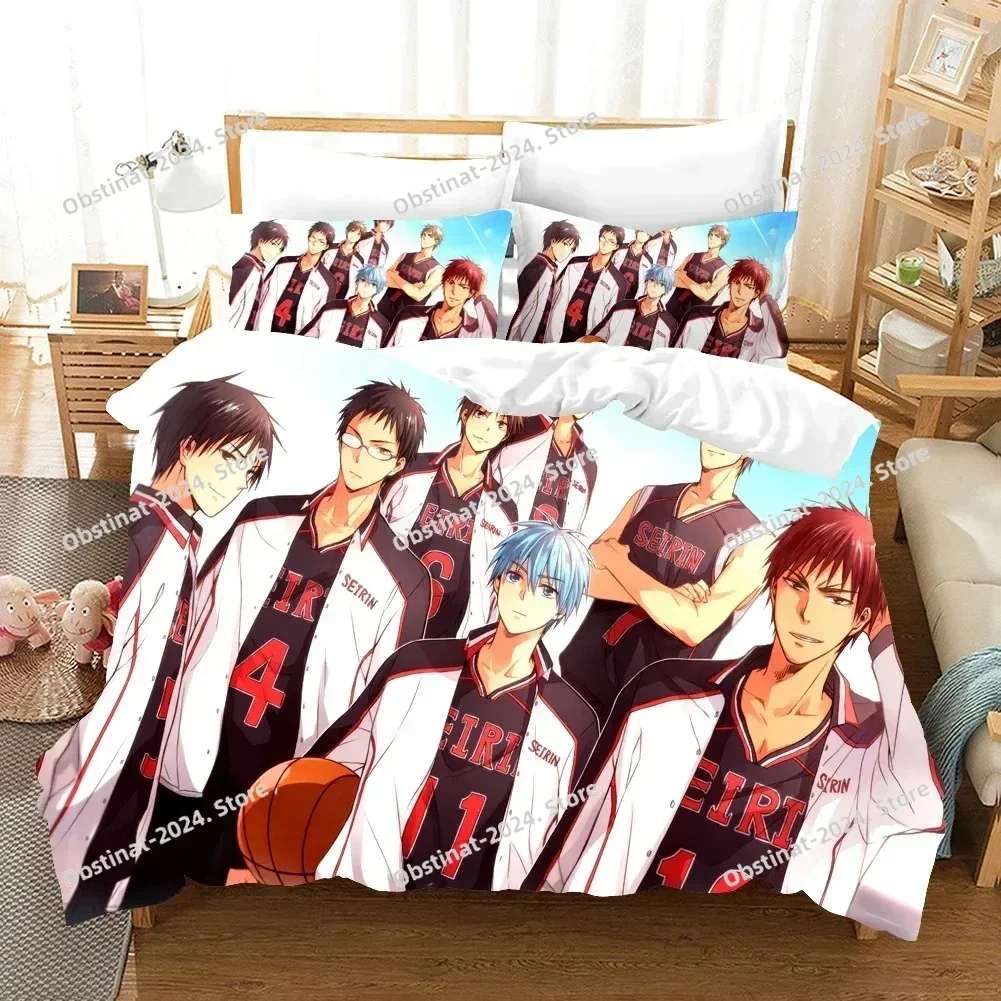 애니메이션 키즈 쿠로코의 농구 침구 세트 베개 커버 이불 커버가있는 인쇄 부드러운 싱글 더블 퀸 슈퍼 킹 홈 섬유