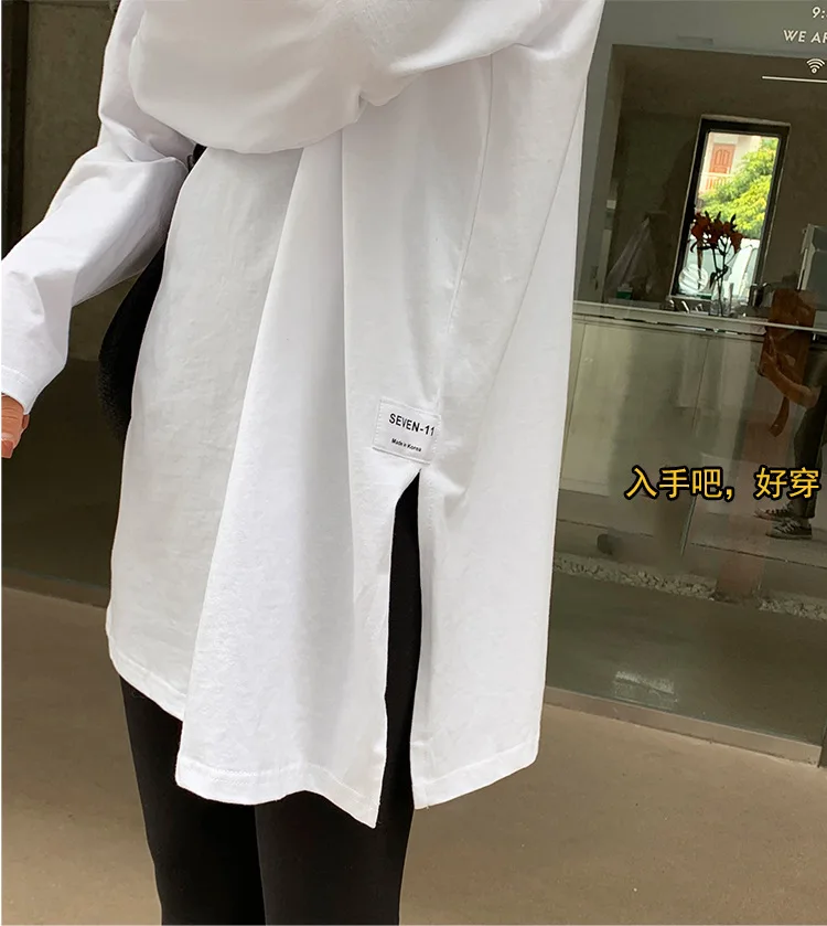 Damen Langarm-T-Shirt mit Schlitz in Unifarbe für Frühling und Herbst – Sportliches Basic-Oberteil für Frauen und Mädchen, lässiges Slim-Fit-Shirt – Detail 3