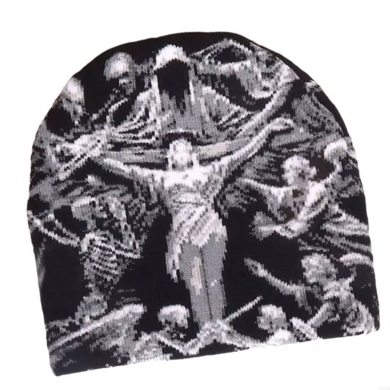 Berretto lavorato a maglia unisex Y2kbug Visual Street Fashion Comfort Fit Casual Abbigliamento da festa quotidiano 6XDA