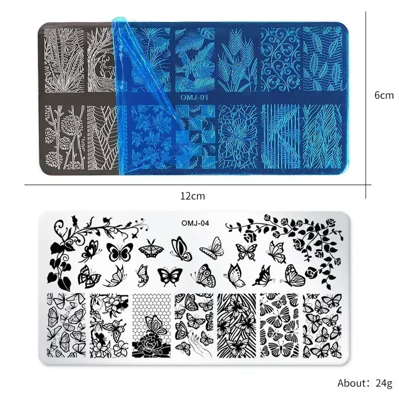 Plaques d'Estampage d'Ongles Géométriques de Grande Taille, Lignes d'Animaux, Modèle Épais, Moule d'Impression, Outil de Timbre de Nail Art