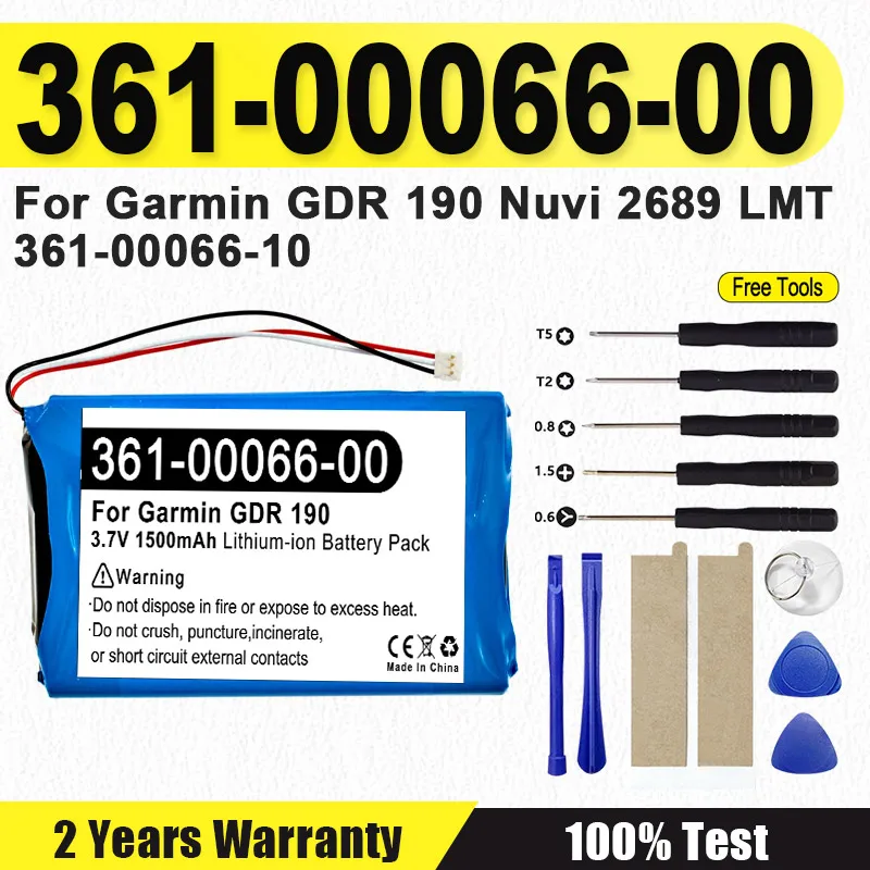 

Новая замена батареи 361-00066-10 361-00066-00 для Garmin GDR 190 Nuvi 2689 LMT 1500 мАч Новый аккумулятор + инструменты