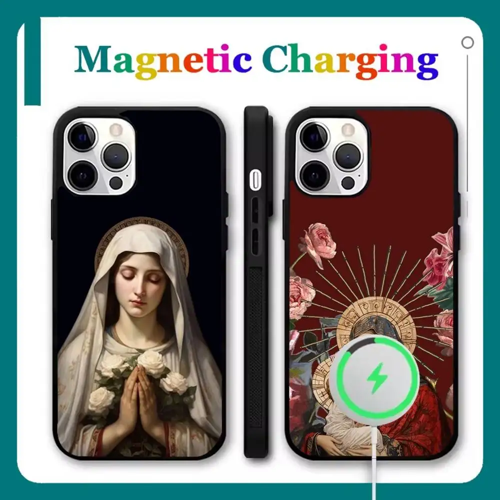 

Virgin Mary Jesus Heart Phone Case For iPhone 17,16,15,14,13,12,11,Pro,Max,Plus,Mini,Air,SE Magsafe Magnetic Wireless Charging