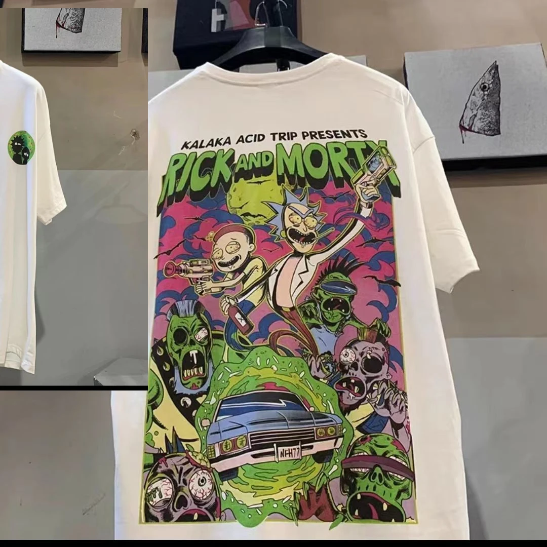 

Summer Street Shoulder Spoof Ins American Trend Brand Versatile Street Cartoon Loose T-Shirt College Style Short Sleeve Top
