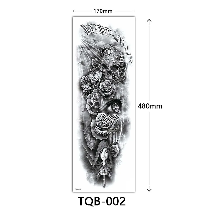 Tatuaggio temporaneo Full Arm Body Art Stickers impermeabile Large Arm Sleeve Tattoo Women Adult Man Semi Permanent Tattoo Lion Rose