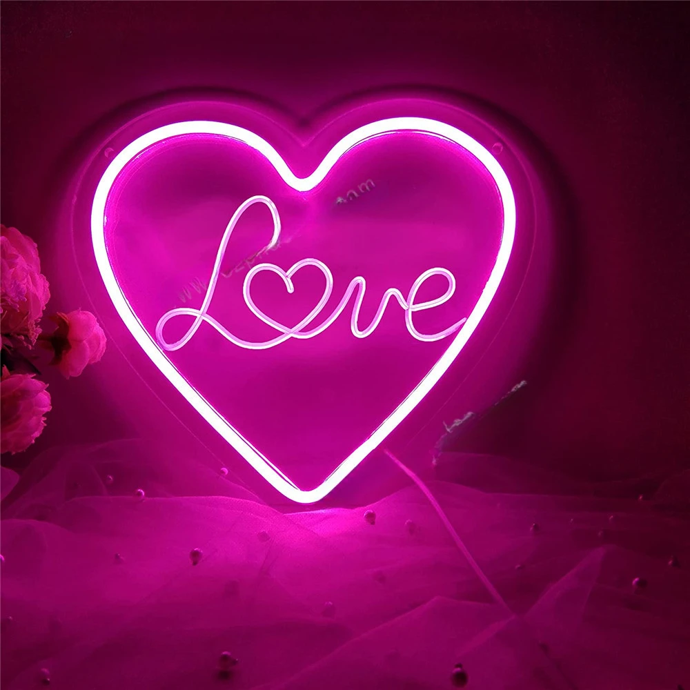

Foreign trade factory creative neon love lights room bedside heart-shaped lights acrylic atmosphere led lights small love.