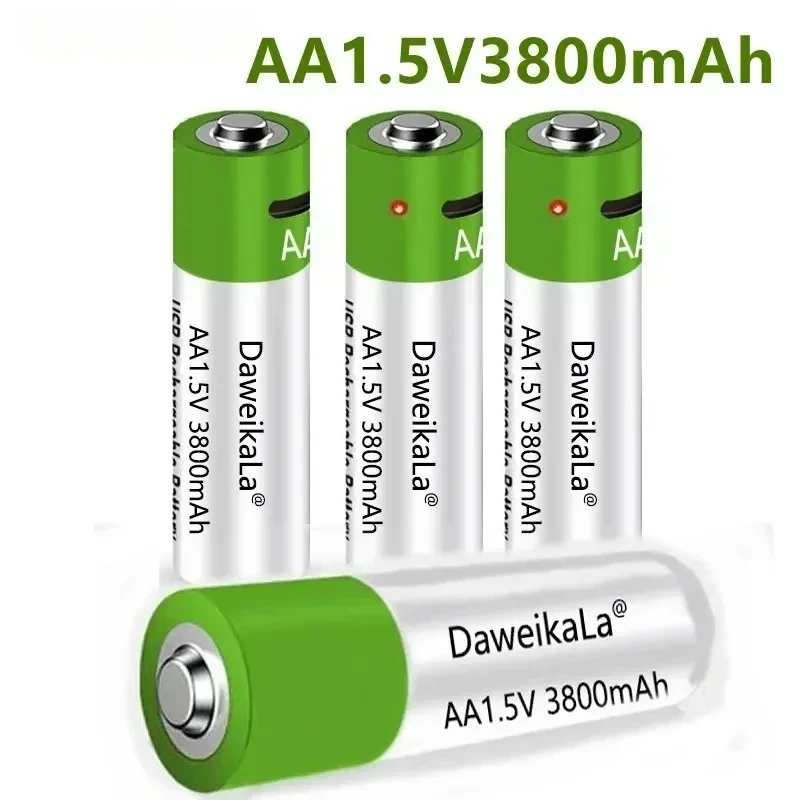 USB-C Fast Charge AA Lithium Battery 3800mAh, 1.5H Quick Charging, High Capacity for Wireless Mouse, Keyboard, Controller