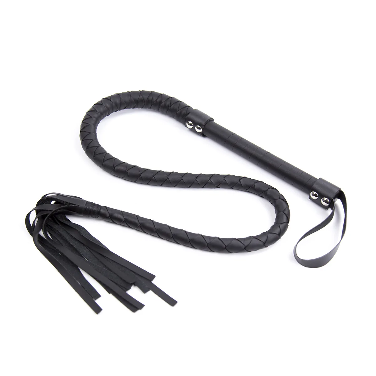 High Quality Black Faux Leather Bullwhip Horse Whip new