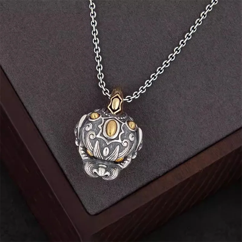 

Vintage Gold Silver Collision Aniaml Pendant Men Jewelry Lucky Wealth Divine Beast Pixiu Necklace Male Choker Accessories
